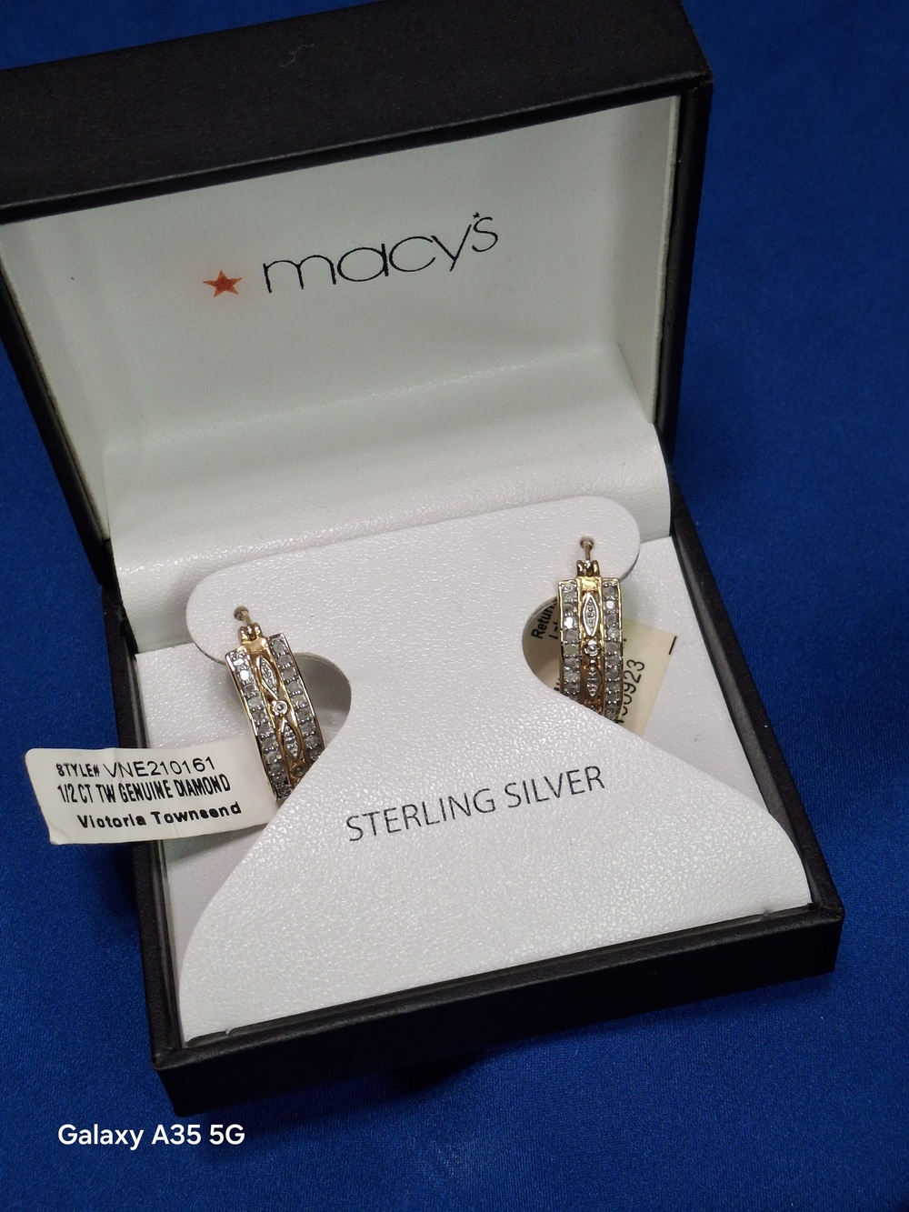 Macy's Two-Tone Gold & Silver 1/2 Ct tw Diamond Accent Hoop Earrings Victoria